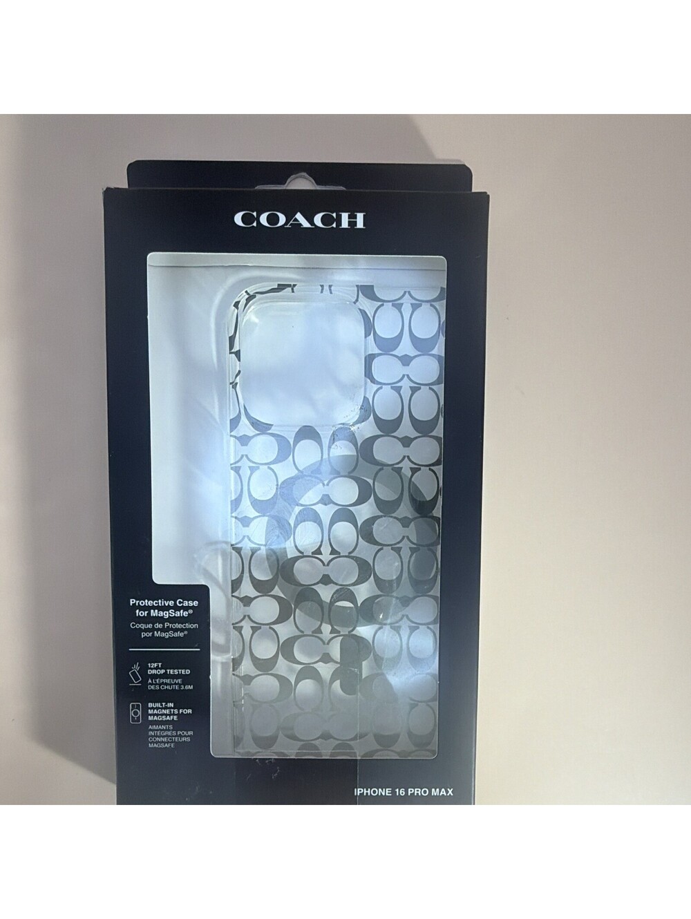 COACH MagSafe Magnetic Drop Protection Case iPhone 16 Pro Max Clear Gray Logo